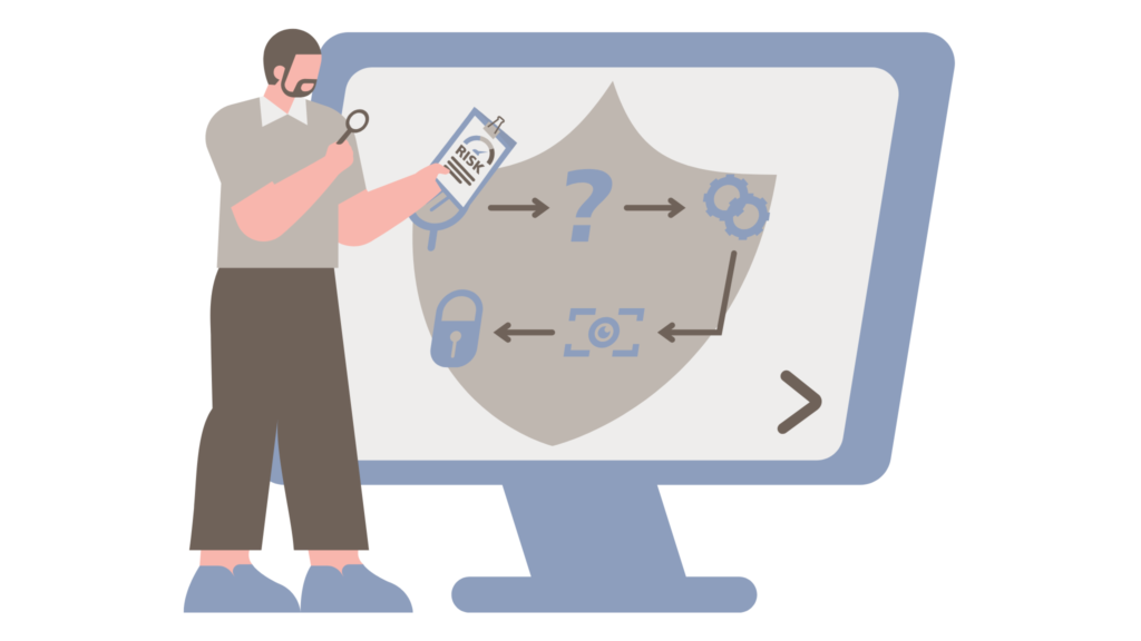 Graphic of man assessing risk
