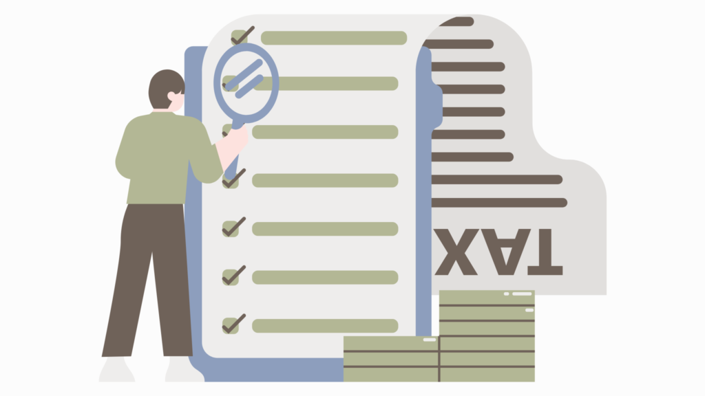 Graphic of someone studying documents